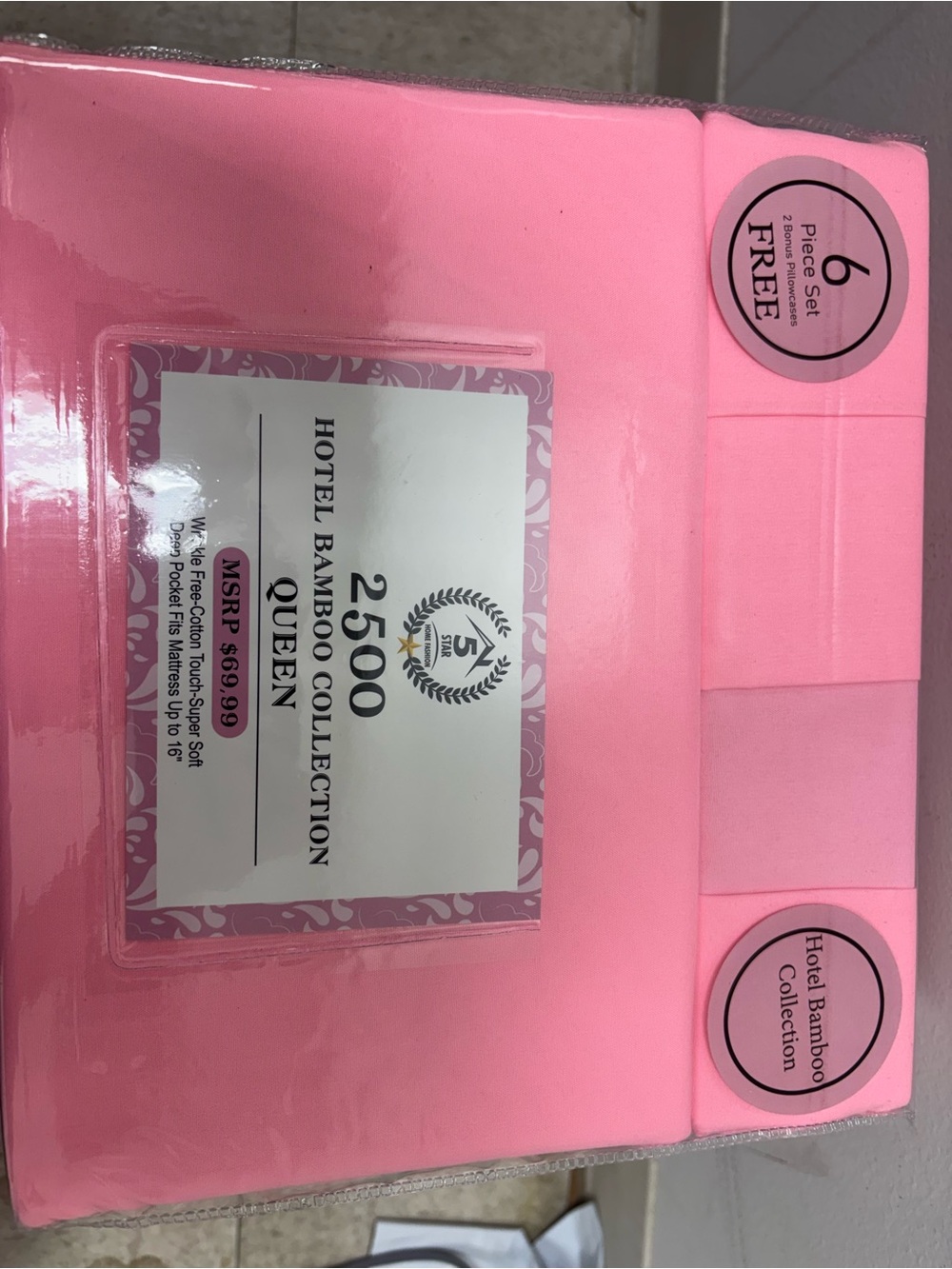 2500-Thread Queen Sheet Set - Pink